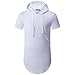 OLRIK Men's Hipster Hip Hop Crewneck Long T-Shirt with Zipper Trim White M