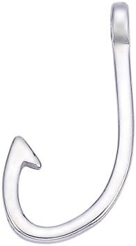 2 Pcs Silver Tone Stainless Steel Fish Hook Leather Cord Buckle Pendant 39mmx18mm