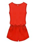 Allegra K Women Round Neck Sleeveless Front Pockets Casual Rompers XS Red