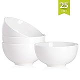 Malacasa Porcelain Bowls 25 Ounce for Cereal, Soup, Salad and Desserts, Deep Rice Bowl Set Dishes, 4 Packs, Ivory White