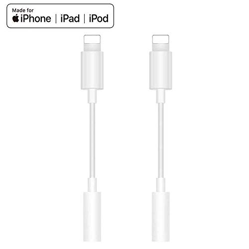 (Apple MFi Certified) Lightning to 3.5mm Headphone for iPhone 11, 2 Pack 3.5mm High Digital Aux Stereo Compatible for iPhone 11/11 Pro/XS/XR/X/ 8/7, Support iOS 13 & Music Control & Calling Function