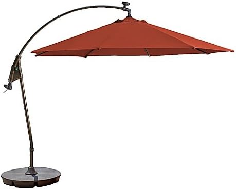 11-Foot Round Solar Cantilever Umbrella Sunbrella fabric Terracotta