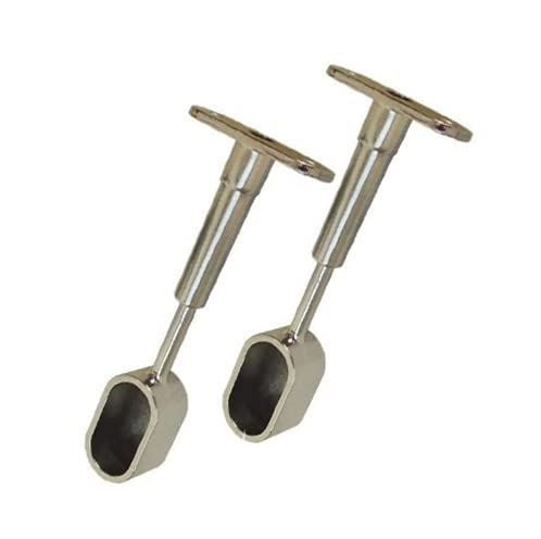 bricoleva.it Adjustable Stand Cabinet Rod, Side Hose Holder Set for Oval Coat Rail with Top Fixing - Center Rod not included - Set of 2 to screw to the top shelf
