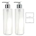 JUVITUS 8 oz Clear Natural Refillable Plastic Squeeze Bottle with Silver Pump Dispenser (2 Pack)