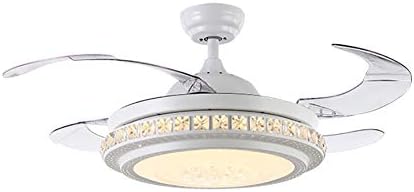 RXUNA Indoor Silent Invisible Ceiling Fan Light, Living Room Lamp Bedroom Kitchen Ceiling Fan Lamp Low Profile Ceiling Lights-White 42inch [Energy Class A]