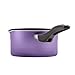 Farberware Dishwasher Safe Nonstick Aluminum 1-Quart Covered Straining Saucepan with Pour Spouts, Purple