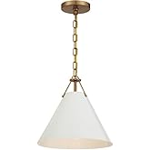 Bailey Street Home Mid Century Modern 1 Light Cone Pendant Light in Vibrant Gold and White Steel Cone Shade