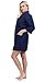 Turkuoise Women's Turkish Cotton Knee Length Lightweight Bridesmaids Waffle Kimono Robe Navy OS