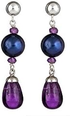 Amethyst &amp; Pearl Drop Earrings