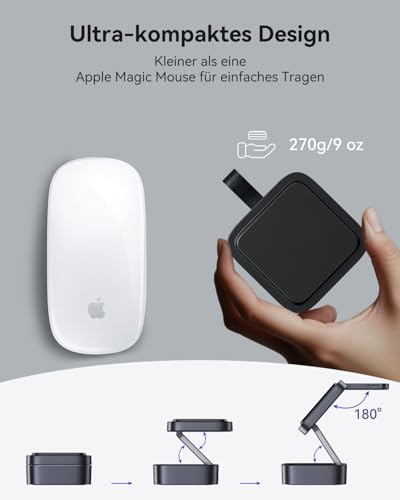 3-in-1 Charging Station for Apple, Magnetic Foldable Wireless Charger with Mag-Safe for iPhone 17e/17/16/15/14/13/12/Air Series, Apple Watch & AirPods Pro/4/3/2 with Quick Adapter