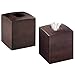 mDesign Square Bamboo Boutique Facial Tissue Box Cover for Bathroom Vanity - Pack of 2, Espresso