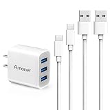 Amoner Wall Charger, USB Type C Cable 3ft/6ft 15W 3-Port Compact Wall Charger with USB C Cord for Samsung Galaxy S10/S9/S9+/S8/S8+, Note 9/8, Google Pixel 3 2 XL, LG V30/V20,&nbsp;Nintendo Switch, More