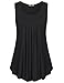Casual Sleeveless Tops,Timeson Women's Business Casual Round Neck Pleated Front Flowy Blouse Tank Black X-Large