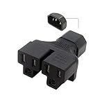 Duttek IEC 320 C14 to 2 C13 Y Splitter Power Adapter Connector Converter,NEMA 5-15R 2 in 1,C14 to 2 5-15R,3 Pin Male to 2x3 Pin Female