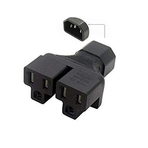 Duttek IEC 320 C14 to 2 C13 Y Splitter Power Adapter Connector Converter,NEMA 5-15R 2 in 1,C14 to 2 5-15R,3 Pin Male to 2x3 Pin Female