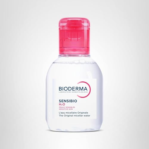 BIODERMA SENSIBIO H2O, MICELLAR WATER, TRAVEL SIZE MAKEUP REMOVER CLEANSER, GENTLE FOR SKIN, FRAGRANCE-FREE & ALCOHOL-FREE, GENTLE FACE CLEANSER FOR SENSITIVE SKIN, 3.4 FL OZ