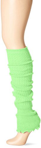 MUSIC LEGS Women's Ribbed Acrylic Footless Leg Warmers, Neon Green, One Size