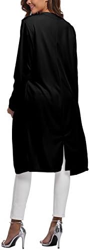 SunBabel Women's Long Sleeve Open Front Coat Long Maxi Casual Cardigan With Pocket