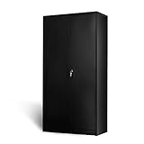 Black Metal Storage Cabinet Locking Steel Storage Cabinet with 4 Adjustable Shelves 72