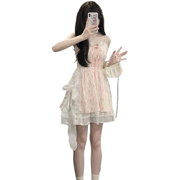 Generic Women's Floral Lace Mini Dress Korean Style Short Sleeve Prom Dress,  X-Small at Amazon Women's Clothing store