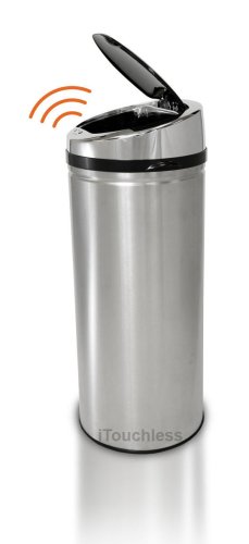 iTouchless Automatic Touchless Sensor Kitchen Trash Can - Stainless Steel â€“ 8 Gallon / 30.3 Liter â€“ Round Shape â€“ Odor Control System