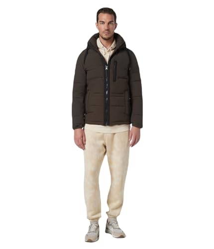 Andrew Marc Men’s Mid Length Down Jacket, Olive (Huxley), X-Large