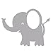 Elephant Wall Decals, Room Decorations, Light Grey, 5-pack, 2 sizes