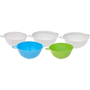 Amazon Brand – Solimo Plastic Drainers, 3-Pieces, Multicolour