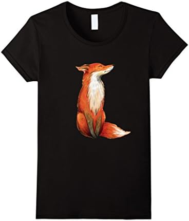 Womens Watercolor fox shirt, Wild fox tshirts, Cute watercolor fox Small Black