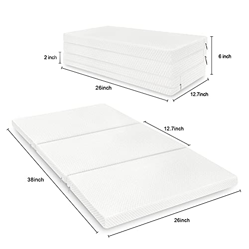 TriFold Pack N Play Mattress Topper, Portable Foldable Playard Baby Mattress with Firm & Soft