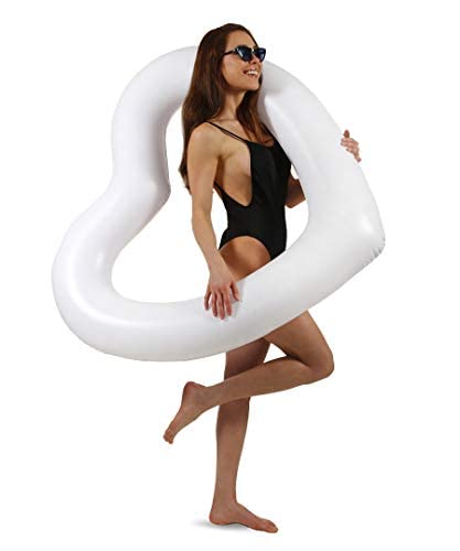 Sunallwell White Heart Pool Float | Big Inflatable Photo Prop for Engagement, Wedding, Bachelorette Party