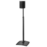 Sanus Adjustable Height Wireless Speaker Stands Designed for SONOS ONE, ONE SL, Play:1, and Play:3 - Tool-Free Height Adjust Up to 16" with Built in Cable Management - Single Black