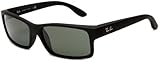 Ray-Ban RB4151 Rectangular Sunglasses, Black Rubber/Green, 59 mm