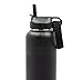 32oz Black wide mouth straw lid w/ silicone straw + straw brush for Hydro Flask & Takeya bottles (Black, 32oz)