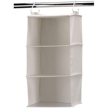 Household Essentials 311342 Hanging Closet Organizer | 3 Pocket Shelves | Natural Canvas
