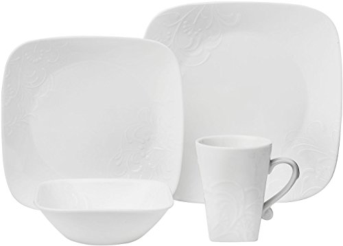 Click Here to See More Images CORELLE Boutique Cherish Embossed Square 16-pc Set