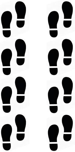 16 Shoe Footprint Vinyl Decal Stickers - Our Amazing"Super Tac Adhesive" Holds Strong But Allows for Easy Removability and are Easily Repositionable, 8" Tall x 3.25" Wide (Black)