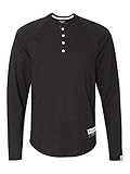 Champion Men's Authentic Originals Long Sleeve Henley, Black, Large