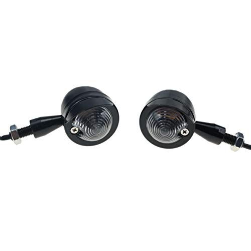 Motorcycle Bullet Turn Signal Light W/Visor For Harley Honda Kawasaki Suzuki Yamaha Cruiser Chopper Bobber Vintage Retro Cafe Racer Rat Bike (Black/Clear)