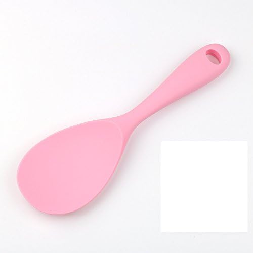 Kitchenware Dana Carrie Stainless Steel kitchen spatula 304 stainless steel silicone kitchen utensils heat resistant silicone spatula non-stick inner pot, Pink Rice scoop