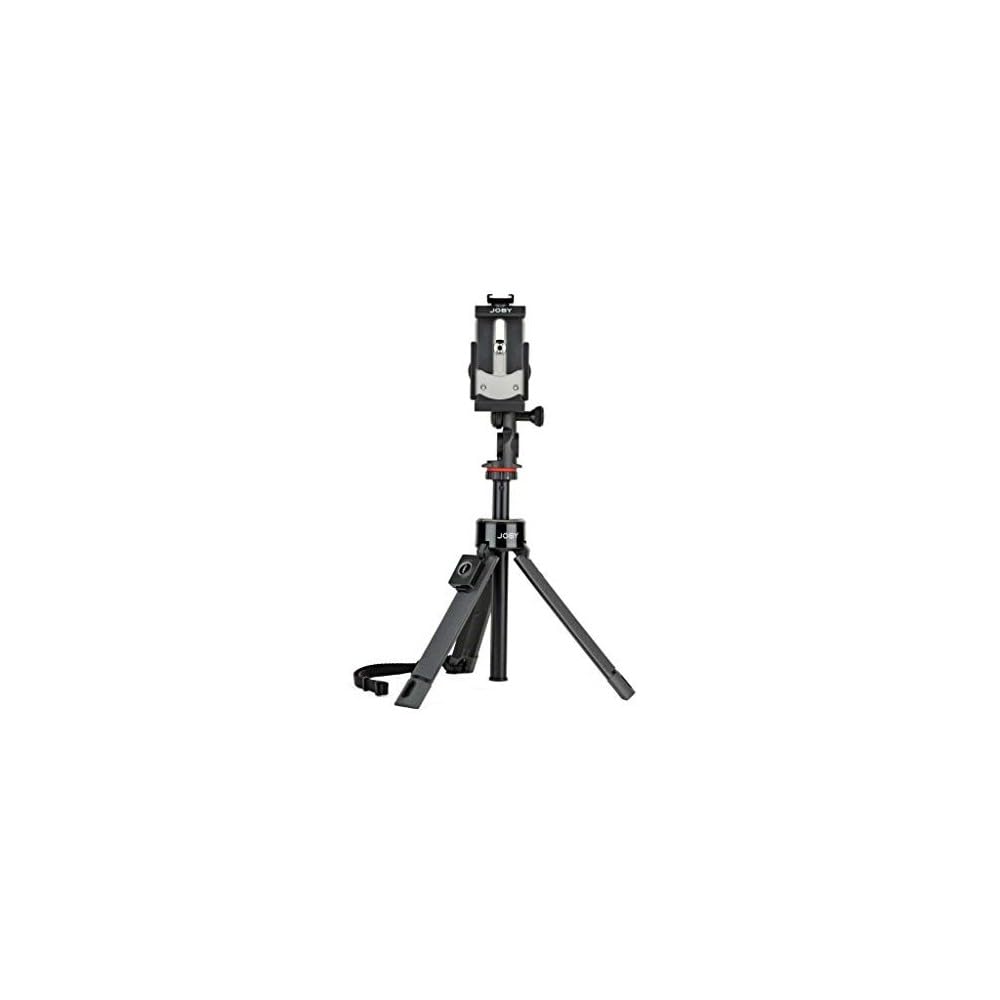 Joby GripTight Pro TelePod JB01534-BWW, Tripod for Smartphone/iPhone/Action Camera/Camera, Bluetooth Remote, Monopod, Selfie Stick, Vlogging Tripod with Ballhead/Clamp, 1kg Load, 1/4” attach, 360°