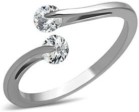 Women's Stainless Steel Round Cubic Zirconia Midi Knuckle Ring