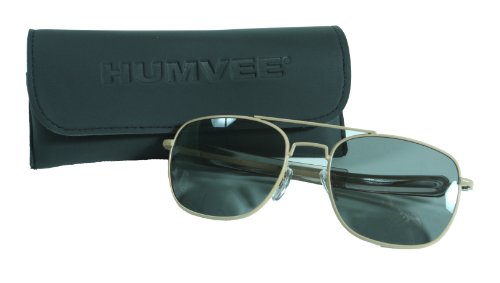 HUMVEE HMV-57B-TAN Polarized Bayonette Style Military Sunglasses with Gray Lens and Khaki Tan Frame, 57mm