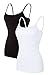 V FOR CITY Shelf Bra Camisoles for Women Undershirts with Built in Bra Tank Tops Cami Black White XL