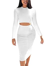 Mokoru - Vestido sexy de manga larga para mujer, 2 piezas