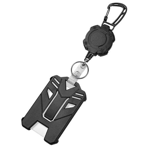Vicloon Retractable Badge Reels, 2pcs Hard Plastic ID Credit Card, Heavy Duty Retractable Keychain ID Card Carabiner Badge Holder Reel with Key Belt Reel for Keyring ID Card Badge Holder (Round)