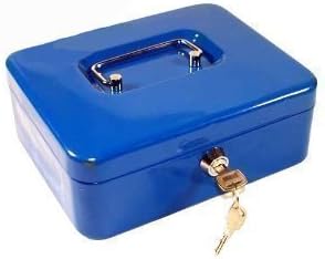 10 Inch Blue Money Safe Square Steel Petty Cash Box Money Bank Deposit Safe New by unistyle