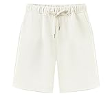 Vcansion Women's Casual Shorts Knee-Length Bermuda Shorts Elastic Waist and Drawstring Closure
