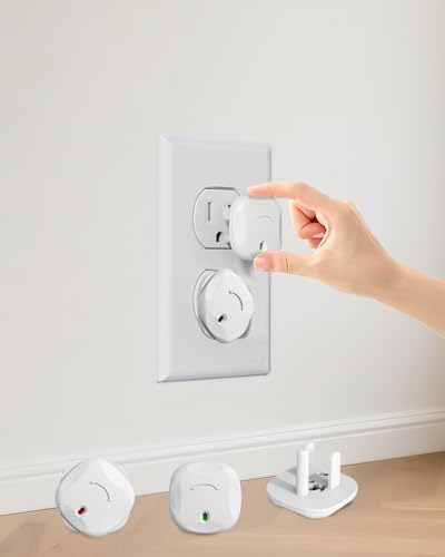 TrusTot Outlet Covers Baby Proofing, 24 Pack Plug Covers Baby Proofing, Outlet Plug Covers for US 3-Prong to Prevent Electric Shock, Outlet Covers for Home, Office, Shcool, Kindergarten, White