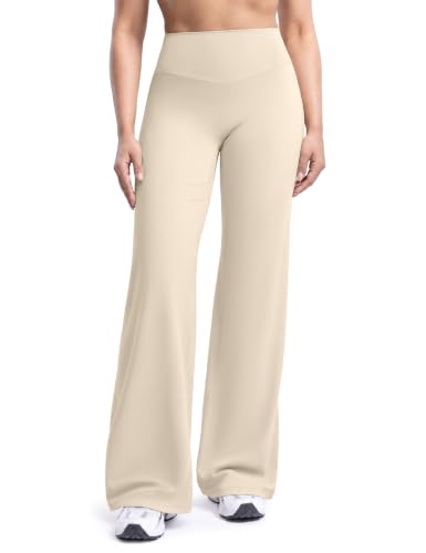 ENERBLOOM Women's Wide Leg Yoga Pants 31" Khaki X-Large at Amazon